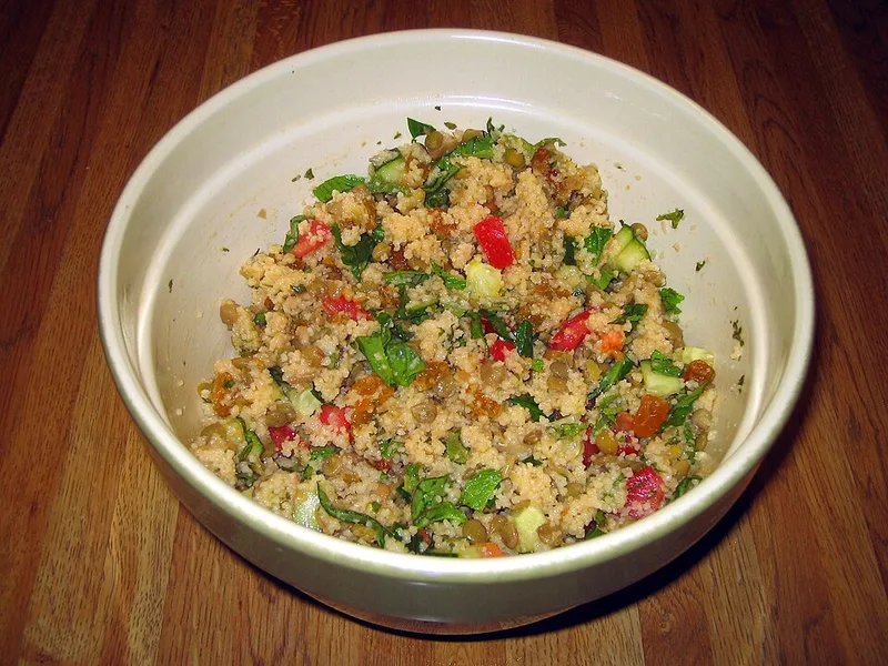 Azifa (Green Lentil Salad), via Wikimedia Commons